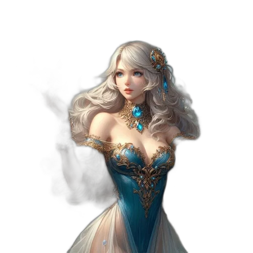dress, crown, jewelry, fantasy art transparent PNG cut-out