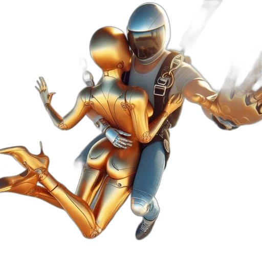 robot, staff, concept art, 3d render transparent PNG cut-out
