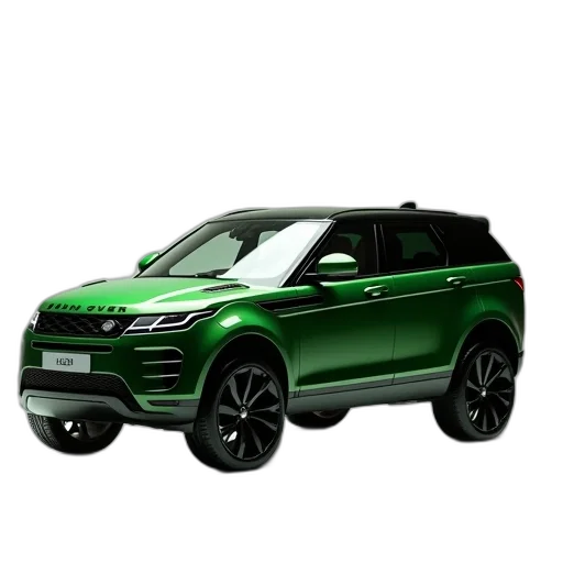 car, 3d render, photorealistic, green transparent PNG cut-out