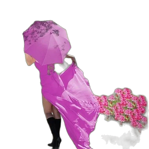 umbrella, dress, flower, staff transparent PNG cut-out