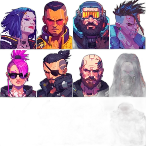 cyberpunk, concept art, pixel art, comic book art transparent PNG cut-out