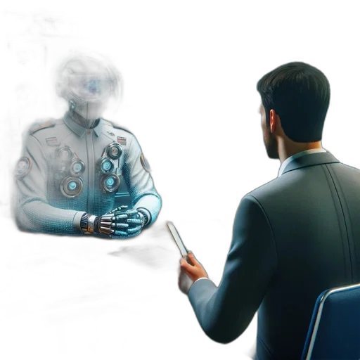 robot, jacket, staff, mask transparent PNG cut-out