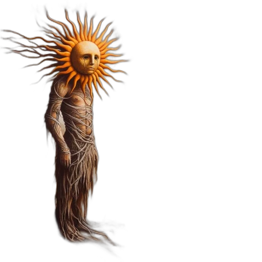 creature, hair, staff, mask transparent PNG cut-out