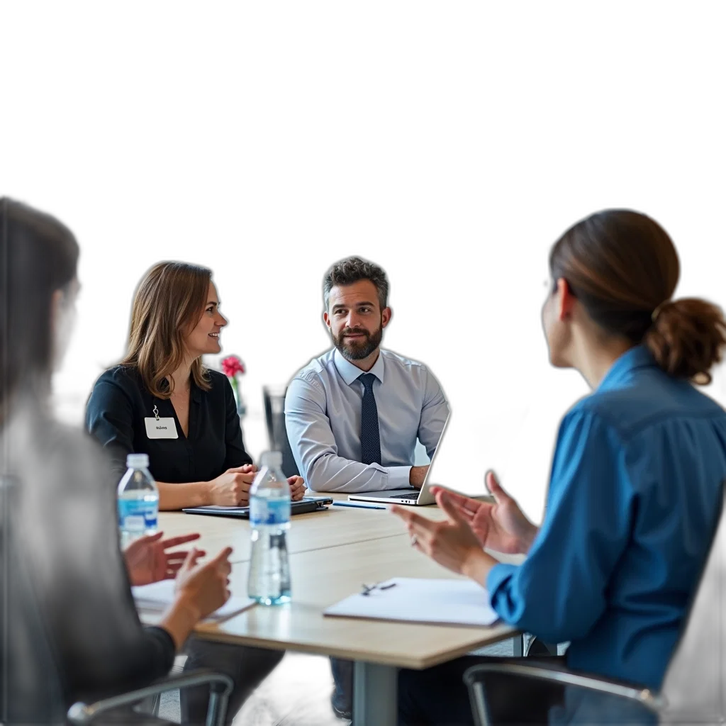 staff, group, people, seated transparent PNG cut-out