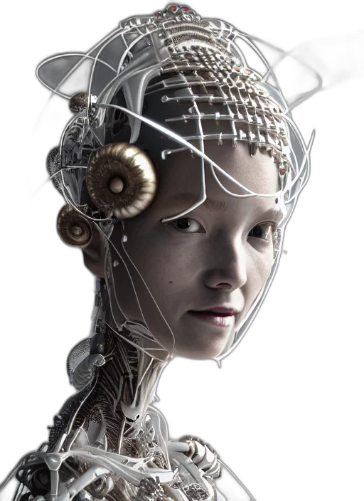 robot, crown, cyberpunk, concept art transparent PNG cut-out