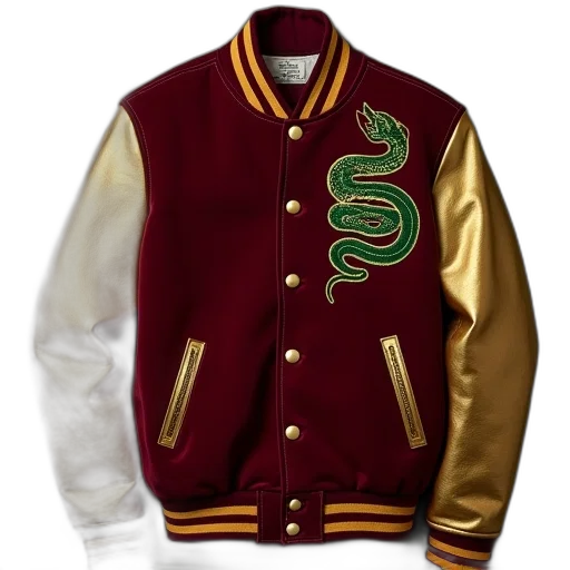 jacket, maroon, varsity, gold transparent PNG cut-out