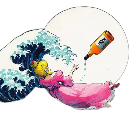 umbrella, concept art, watercolor, underwater transparent PNG cut-out