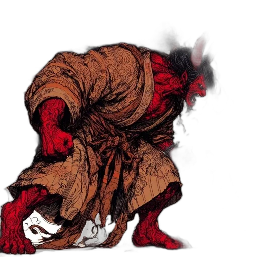 creature, dragon, mask, staff transparent PNG cut-out