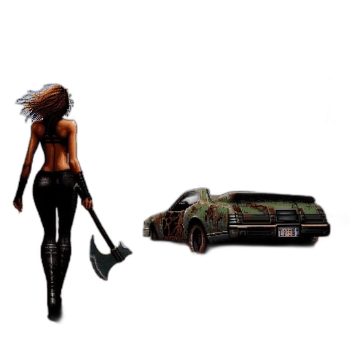 car, hair, weapon, concept art transparent PNG cut-out
