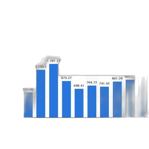 blue, bar, graph, showing transparent PNG cut-out