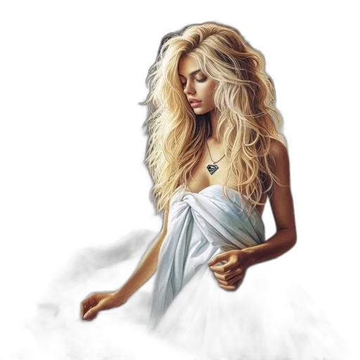 dress, hair, fantasy art, photorealistic transparent PNG cut-out