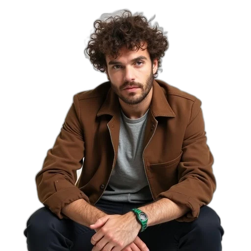 jacket, staff, hair, face transparent PNG cut-out