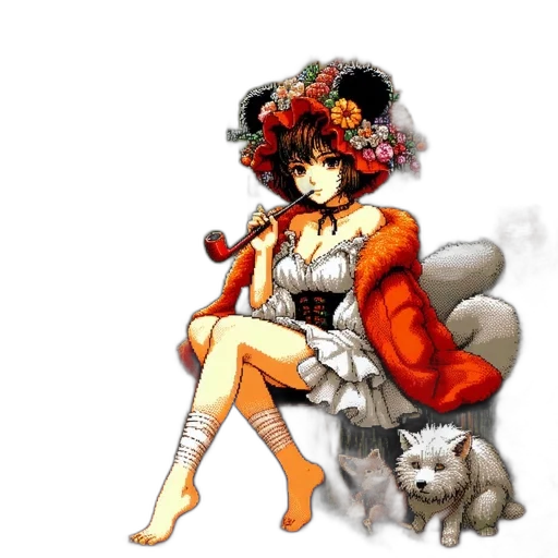 dress, staff, animal, flower transparent PNG cut-out