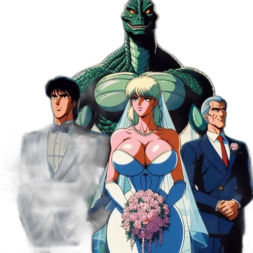 dress, robot, vaporwave, concept art transparent PNG cut-out