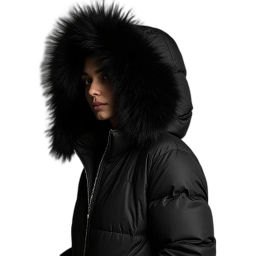 jacket, woman, puffer, coat transparent PNG cut-out