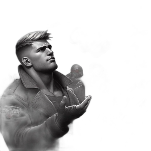 jacket, weapon, face, creature transparent PNG cut-out