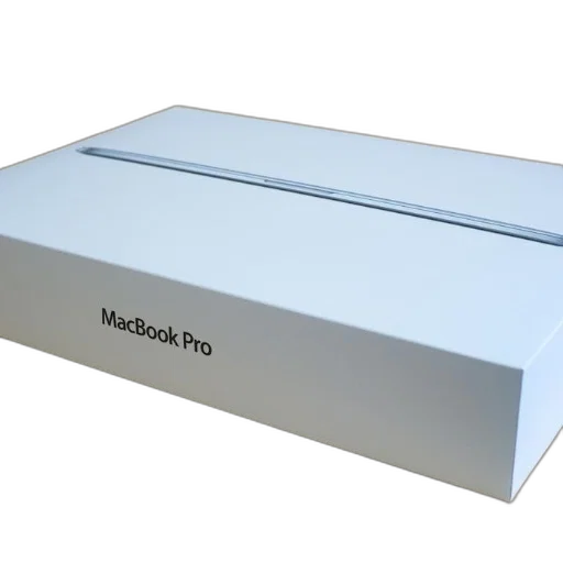 white, box, labeled, macbook transparent PNG cut-out