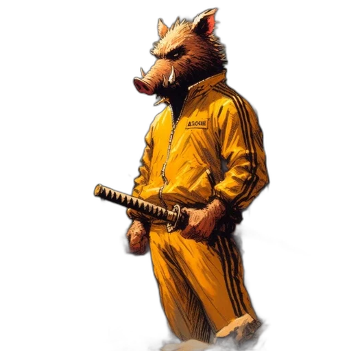 jacket, staff, animal, weapon transparent PNG cut-out
