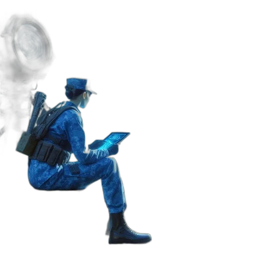 robot, jacket, staff, concept art transparent PNG cut-out