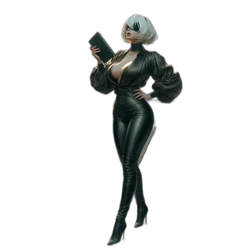 jacket, robot, staff, weapon transparent PNG cut-out