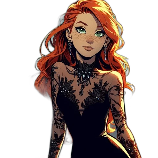 dress, jewelry, comic book art, cartoon transparent PNG cut-out
