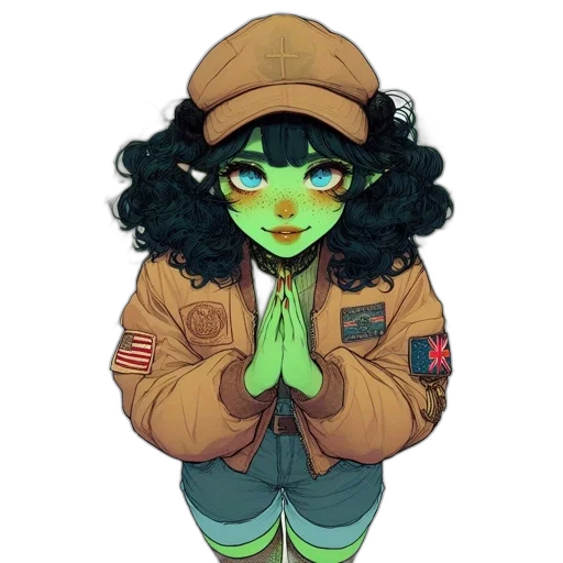 jacket, staff, hat, creature transparent PNG cut-out