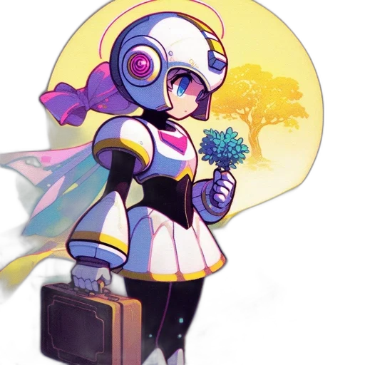 robot, staff, flower, weapon transparent PNG cut-out
