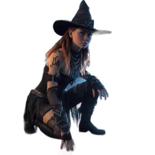 hat, staff, weapon, dress transparent PNG cut-out