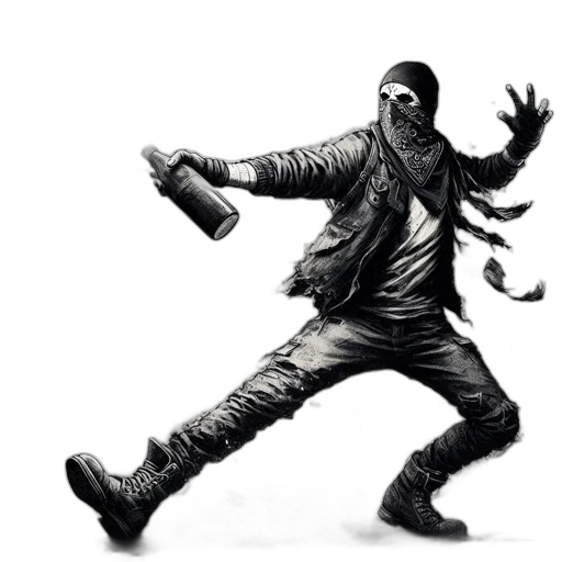 jacket, mask, creature, weapon transparent PNG cut-out