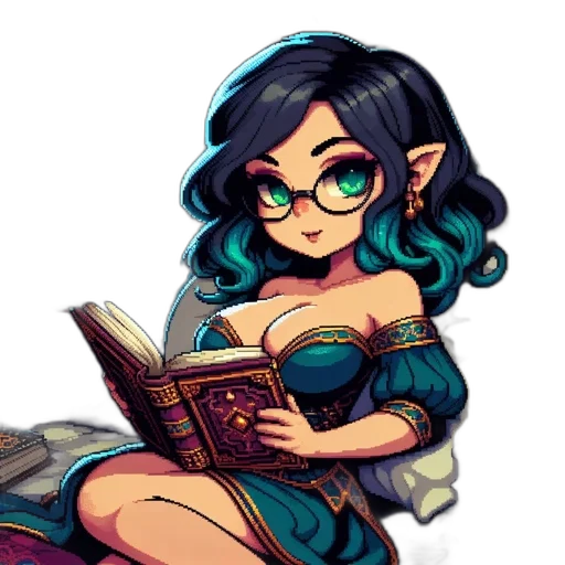 dress, fantasy art, pixel art, comic book art transparent PNG cut-out