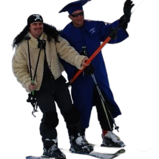 staff, snow, two, men transparent PNG cut-out