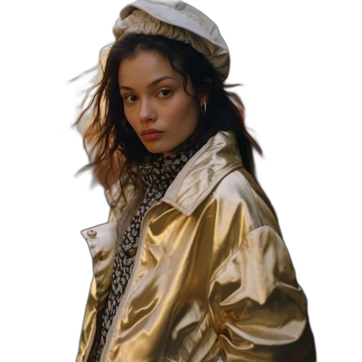 jacket, jewelry, hat, photorealistic transparent PNG cut-out
