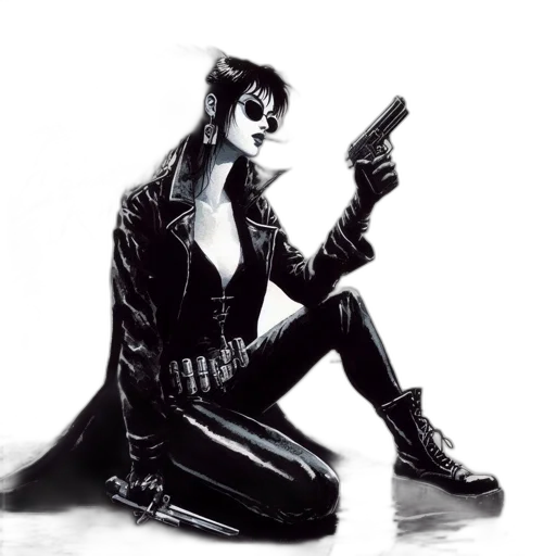 weapon, jacket, robot, cyberpunk transparent PNG cut-out