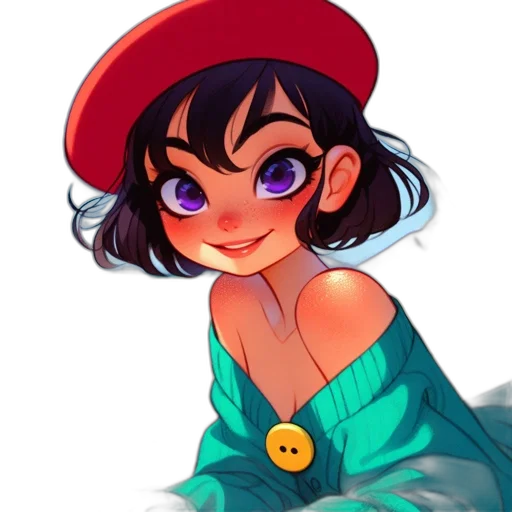 hat, dress, face, concept art transparent PNG cut-out