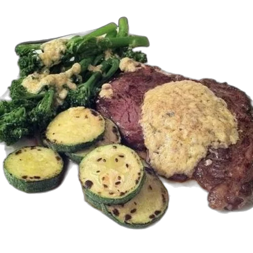 food, plate, steak, zucchini transparent PNG cut-out