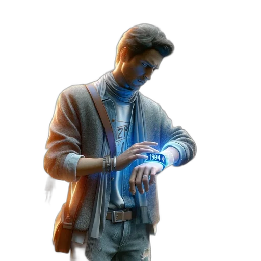 jacket, staff, weapon, robot transparent PNG cut-out
