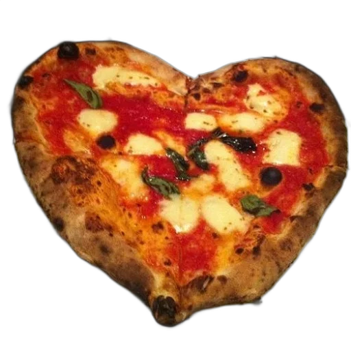 food, photorealistic, heart-shaped, pizza transparent PNG cut-out