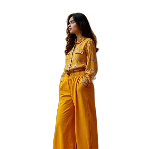 dress, golden, earth tones, colorful transparent PNG cut-out