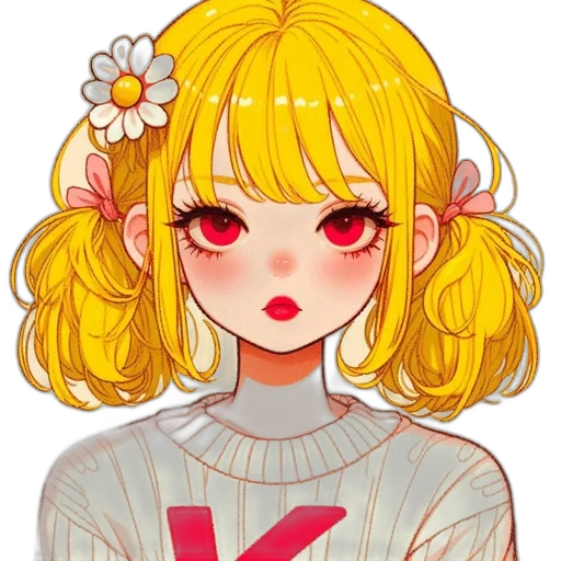 face, hair, staff, flower transparent PNG cut-out
