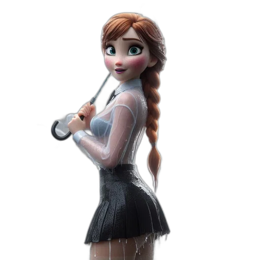 dress, staff, robot, 3d render transparent PNG cut-out
