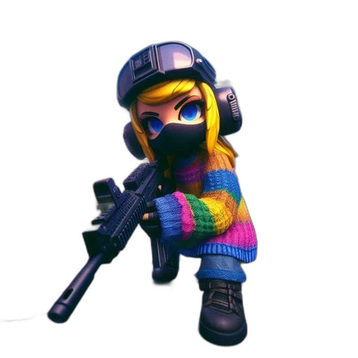 weapon, jacket, 3d render, pixel art transparent PNG cut-out