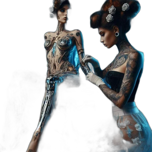 dress, jewelry, robot, staff transparent PNG cut-out