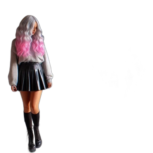 jacket, hair, dress, 3d render transparent PNG cut-out
