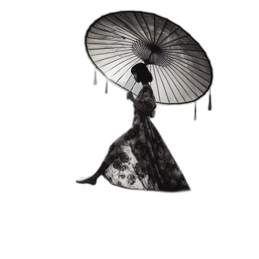 umbrella, dress, hat, staff transparent PNG cut-out