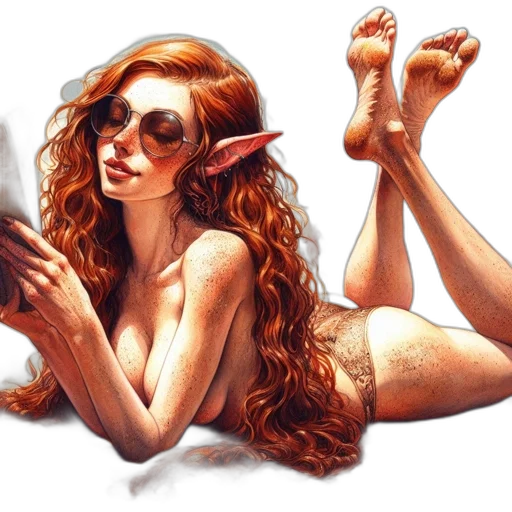 hair, dress, comic book art, fantasy art transparent PNG cut-out