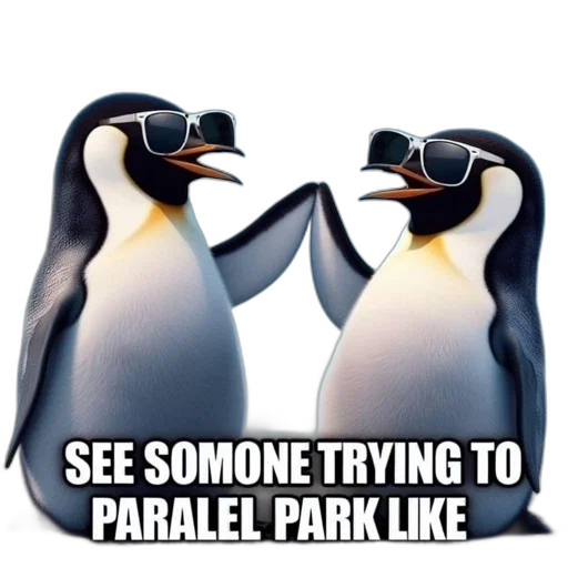 two, sunglasses-wearing, animated, penguins transparent PNG cut-out