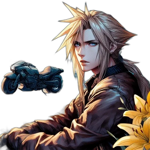 weapon, hair, jacket, sword transparent PNG cut-out