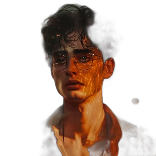 face, photorealistic, concept art, oil painting transparent PNG cut-out