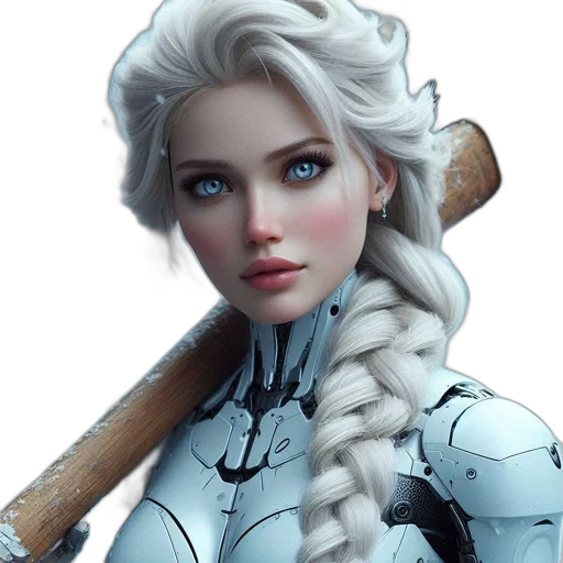 robot, face, weapon, fantasy art transparent PNG cut-out