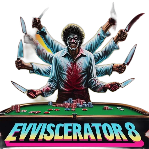 cyberpunk, vaporwave, pixel art, evviscerator transparent PNG cut-out